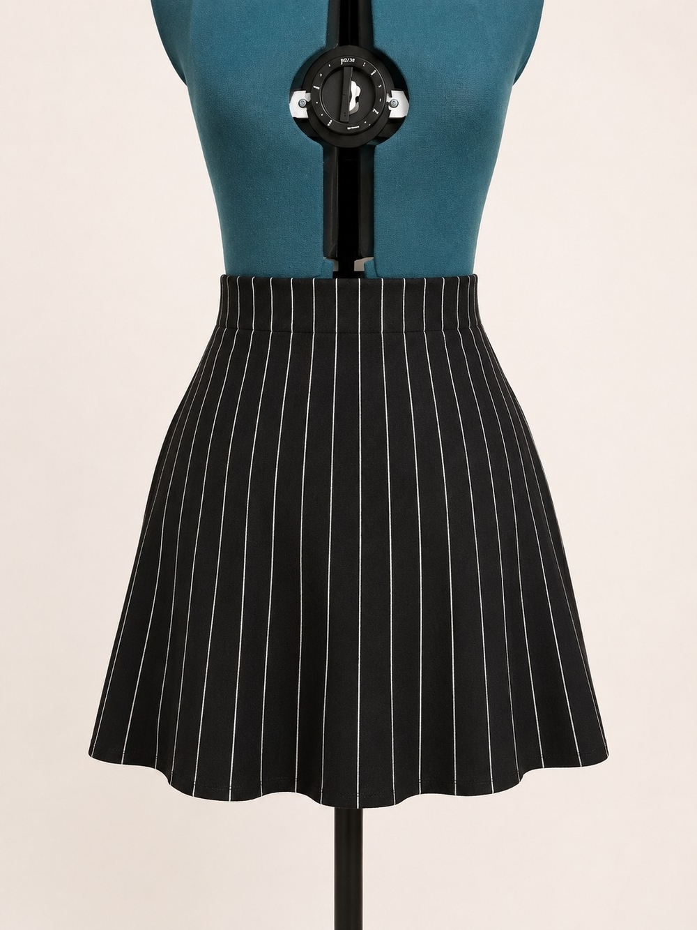 Zara Black Skater Skirt with White Pinstripes